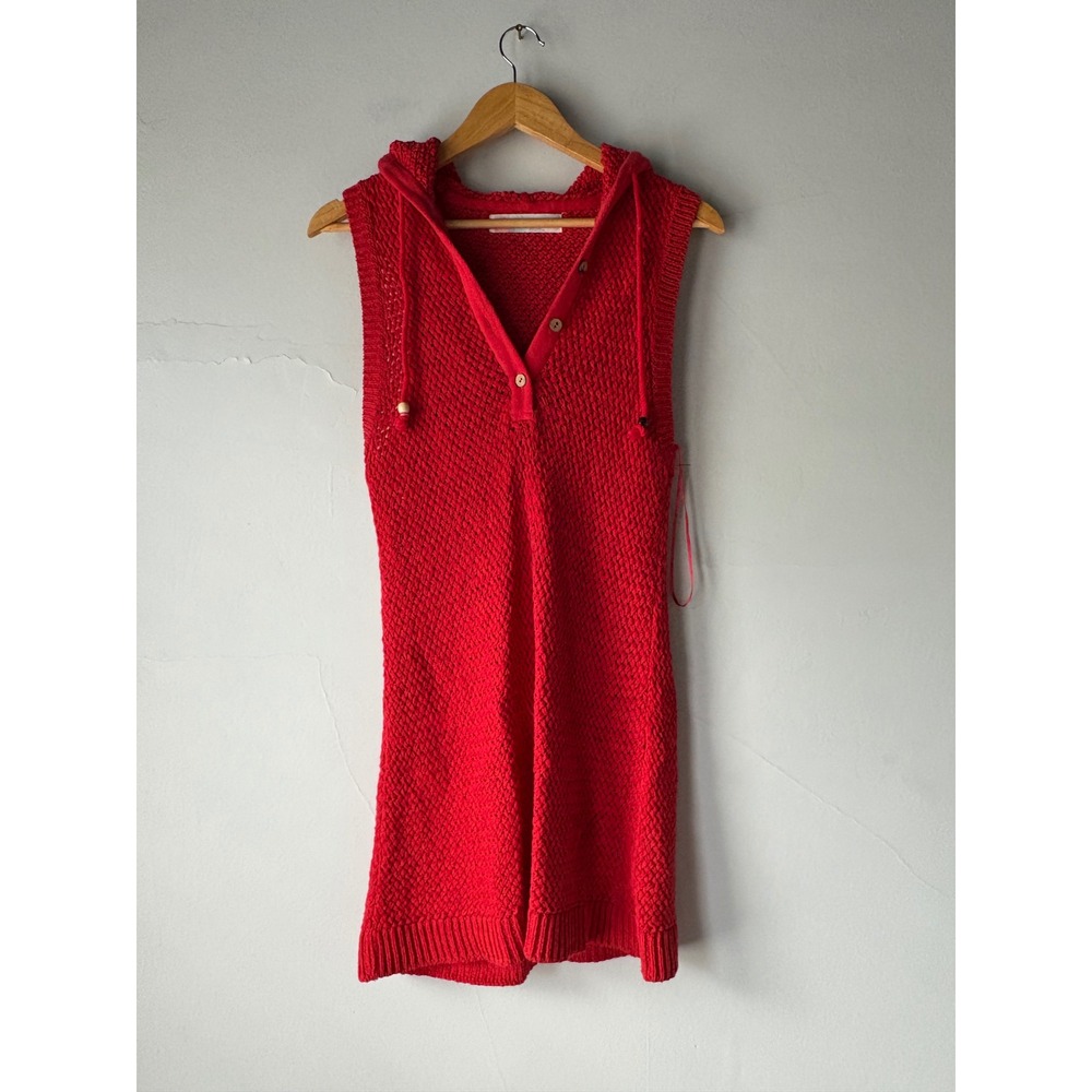 Free People Beach Ainsley Red Sweater Mini Tunic Dress Size Small - Picture 4 of 7